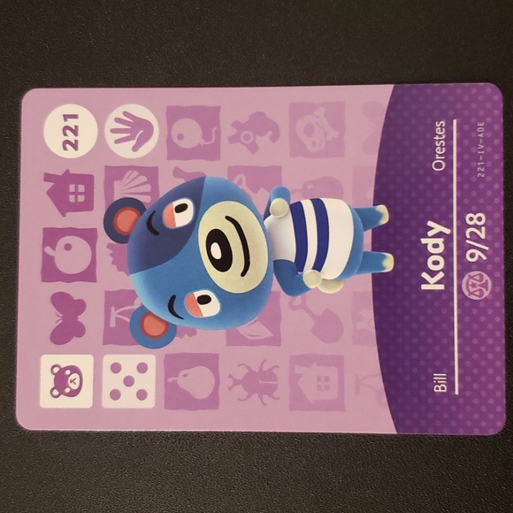 Kody 221 animal crossing ACNH Nintendo switch amiibo card - Picture 1 of 1